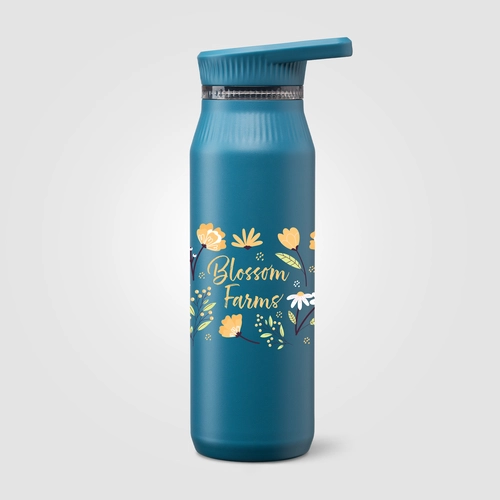 image du produit Bouteille en acier inoxydable avec double couvercle et poignée - 750 ml