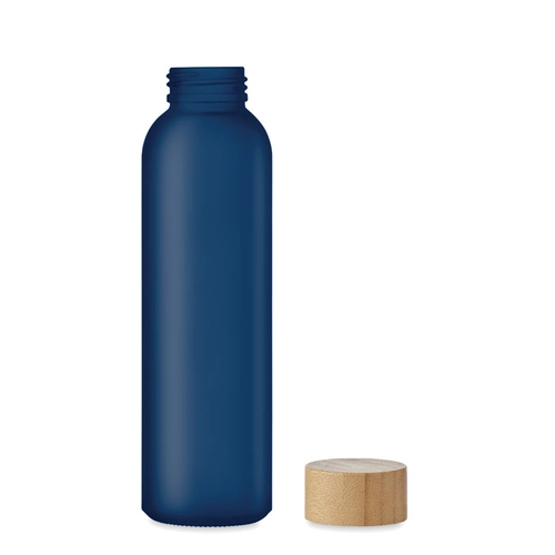 image du produit Bouteille en verre avec finition givrée et couvercle en bambou