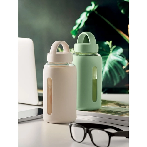 image du produit Bouteille en verre borosilicate de haute qualité avec pochette en silicone