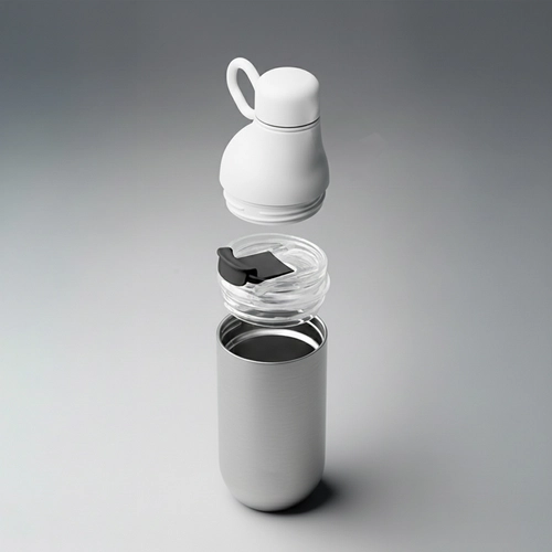 image du produit Bouteille et gobelet 2 en 1 (500 ml / 370 ml) Double paroi en acier inoxydable recyclé et ABS
