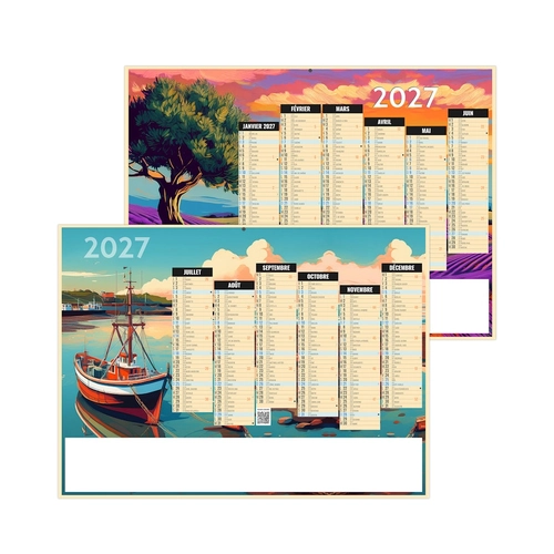 image du produit Calendrier bancaire publicitaire illustré 7 mois par face