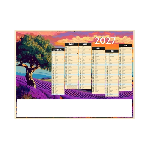 image du produit Calendrier bancaire publicitaire illustré 7 mois par face