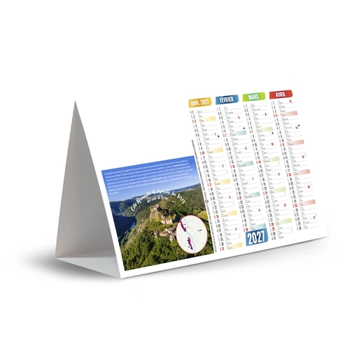 image du produit Calendrier chevalet publicitaire de comptoir tryptique Vignobles