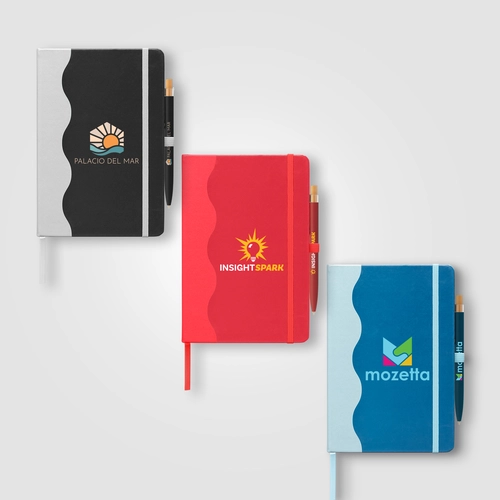 image du produit Carnet à motif vagues et stylo - A5