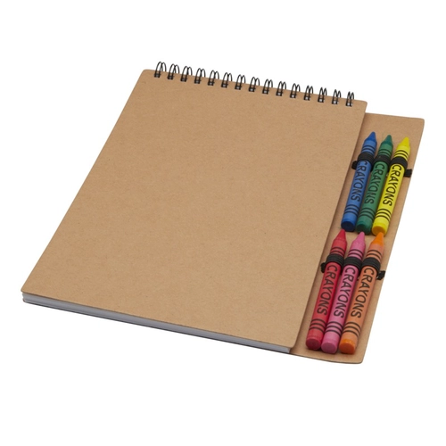image du produit Carnet de notes à spirales A5 à couverture souple et set de crayons gras