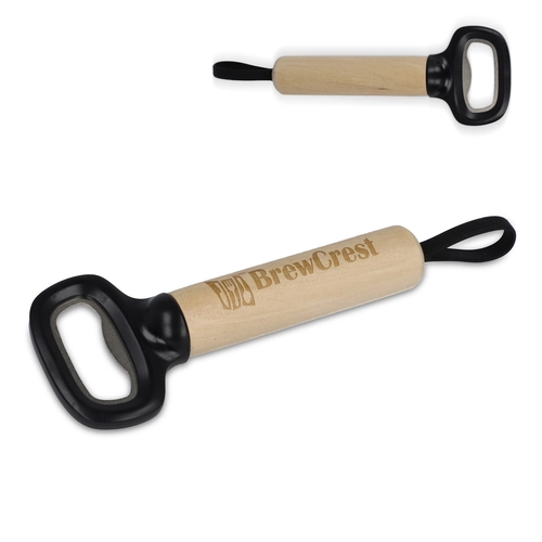 image du produit Décapsuleur avec manche en bois et dragonne