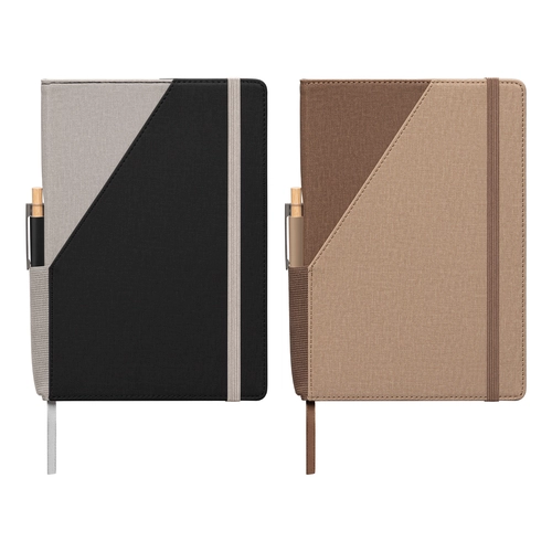 image du produit Ensemble carnet rechargeable en PU recyclé bicolore avec stylo – A5