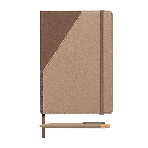 image du produit Ensemble carnet rechargeable en PU recyclé bicolore avec stylo – A5