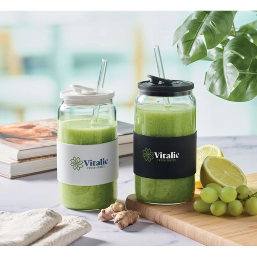 image du produit Gobelet en verre borosilicate de haute qualité avec paille 550 ml