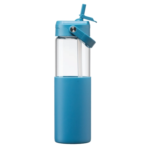 image du produit Gourde en verre avec manchon silicone et paille – 590 ml