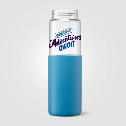 image du produit Gourde en verre avec manchon silicone et paille – 590 ml