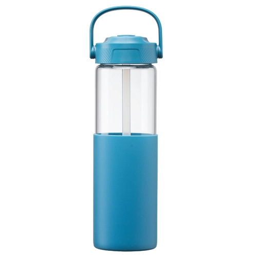 image du produit Gourde en verre avec manchon silicone et paille – 590 ml