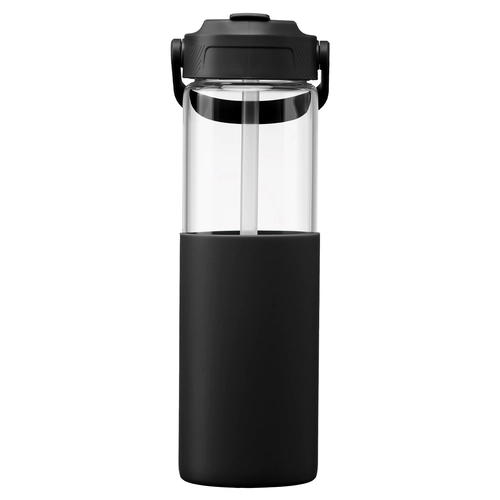 image du produit Gourde en verre avec manchon silicone et paille – 590 ml