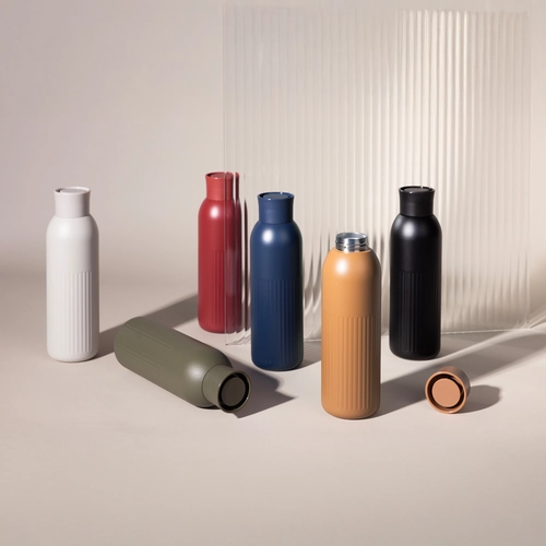 image du produit Gourde isotherme acier recyclé - 500 ml avec bouchon poussoir