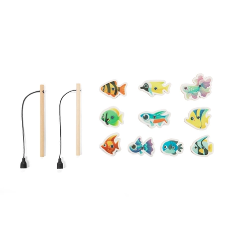 image du produit Jeu de pêche composé de 10 poissons en bois, idéal pour les enfants