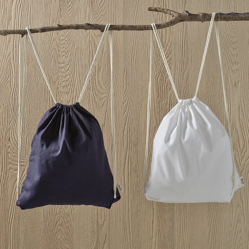 image du produit Sac avec cordon de serrage en coton recyclé et RPET- Sac pochon 140g/m2