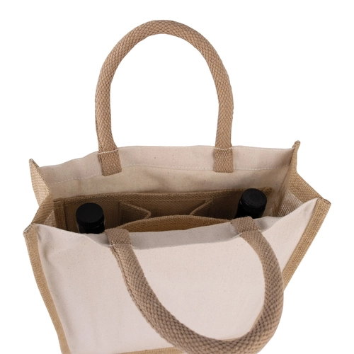 image du produit Sac cabas pour 3 bouteille en jute 100% naturelle