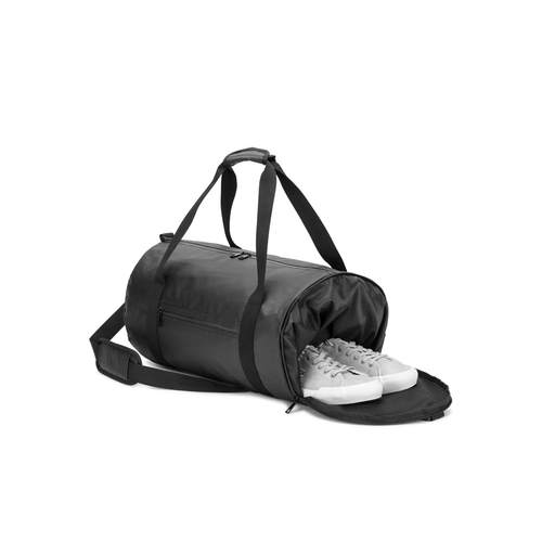 image du produit Sac de sport cylindrique en polyester recyclé haute densité 600D avec compartiment latéral pour les chaussures