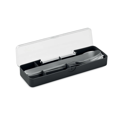 image du produit Set de couverts en acier inoxydable avec étui en PP