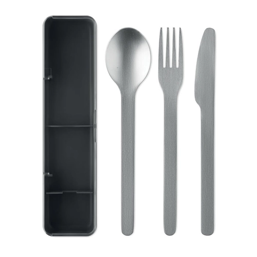 image du produit Set de couverts en acier inoxydable avec étui en PP