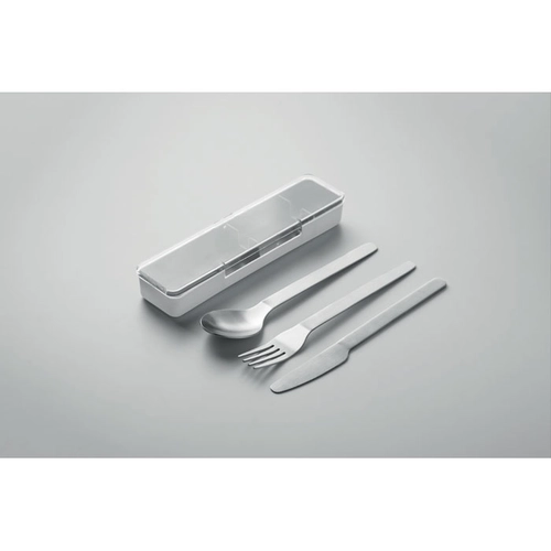 image du produit Set de couverts en acier inoxydable avec étui en PP