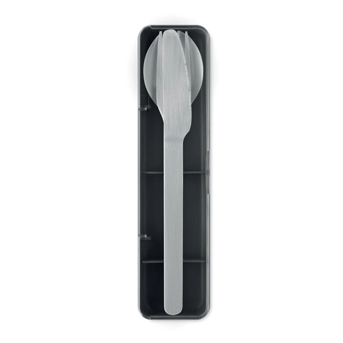 image du produit Set de couverts en acier inoxydable avec étui en PP