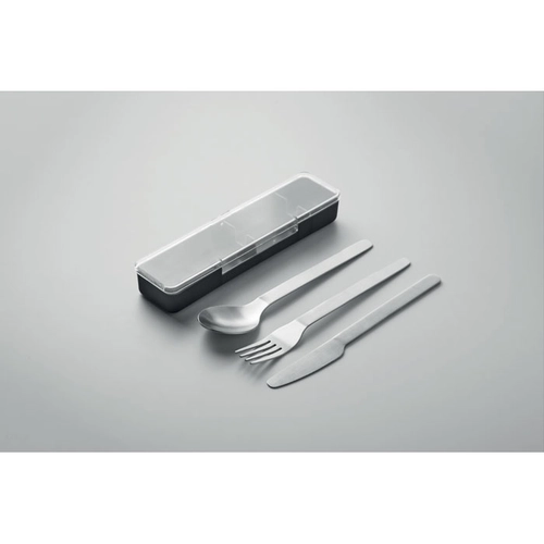 image du produit Set de couverts en acier inoxydable avec étui en PP