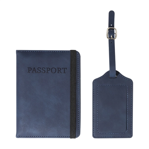 image du produit Set de voyage, porte-passeport et étiquette à bagages en PU recyclé