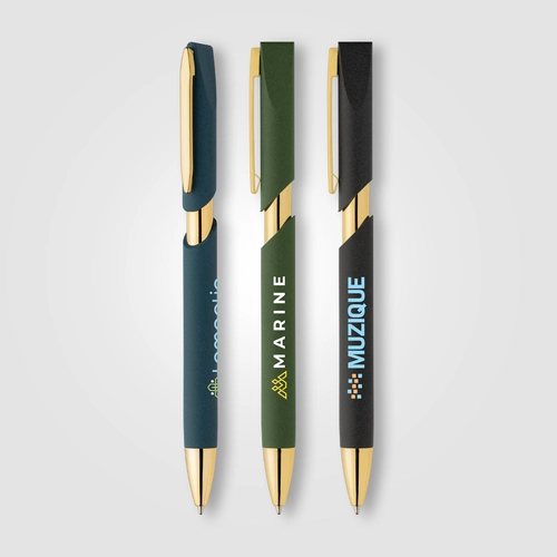 image du produit Stylo avec finitions dorées en plastique recyclé