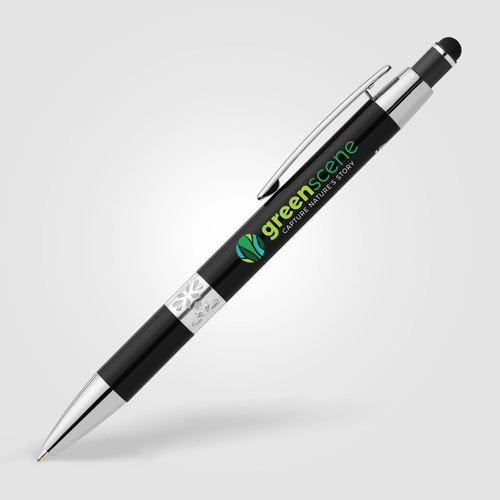 image du produit Stylo en aluminium recyclé avec finition chromée et stylet